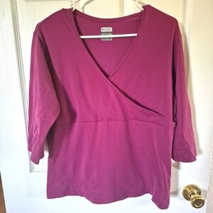 Columbia Titanium  Wrap Blouse with 3/4 Sleeves Size XL Berry